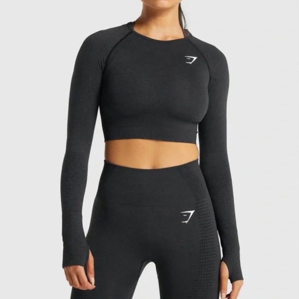 Gymshark Black Long Sleeve Seamless Crop Top